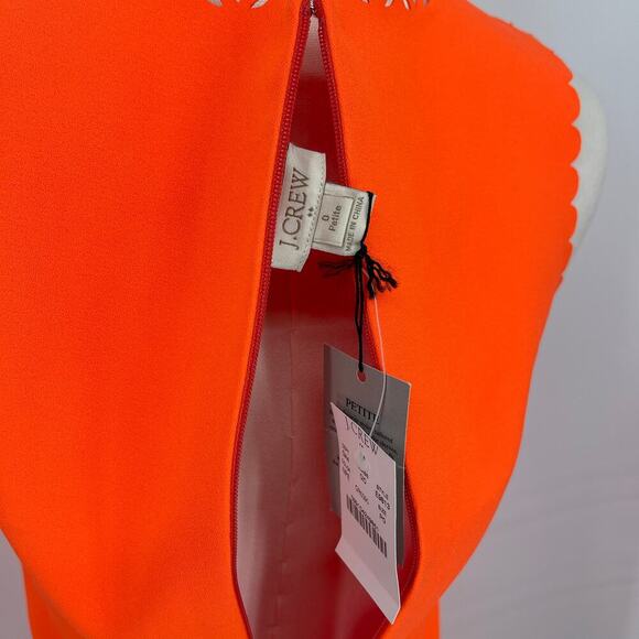 J.Crew Factory Petite Neon Orange Sheath Dress Laser Cut Size 0P NWT - Picture 5 of 8
